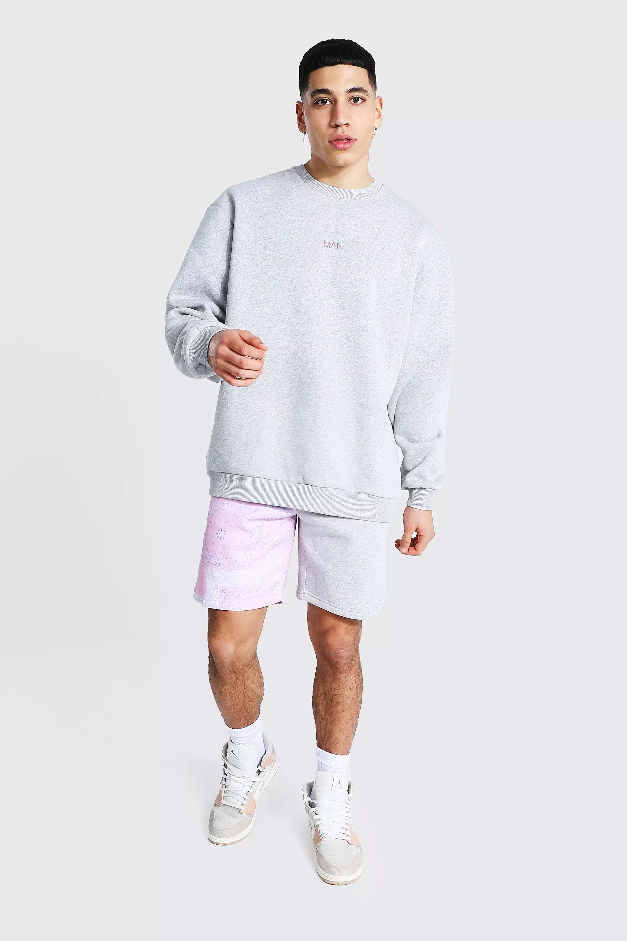 Oversized Man Bandana Short Sweater Tracksuit boohooMAN USA